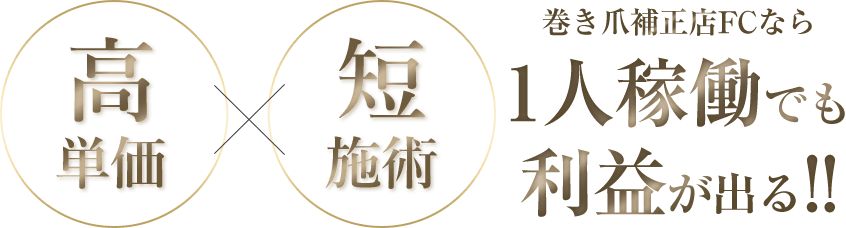 高い単価、短い施術で巻き爪補正店FCなら一人稼働でも利益が出る